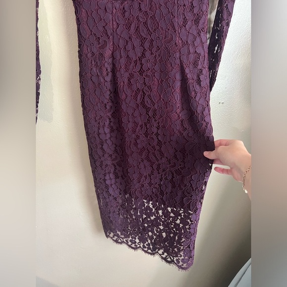 Bardot Plum Lace Fitted Dress- Size XS - Picture 5 of 7